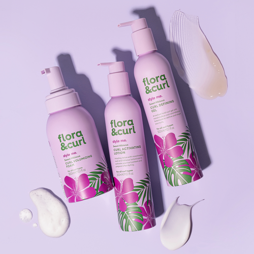 Hair styling kit from Flora & Curl for wavy hair.